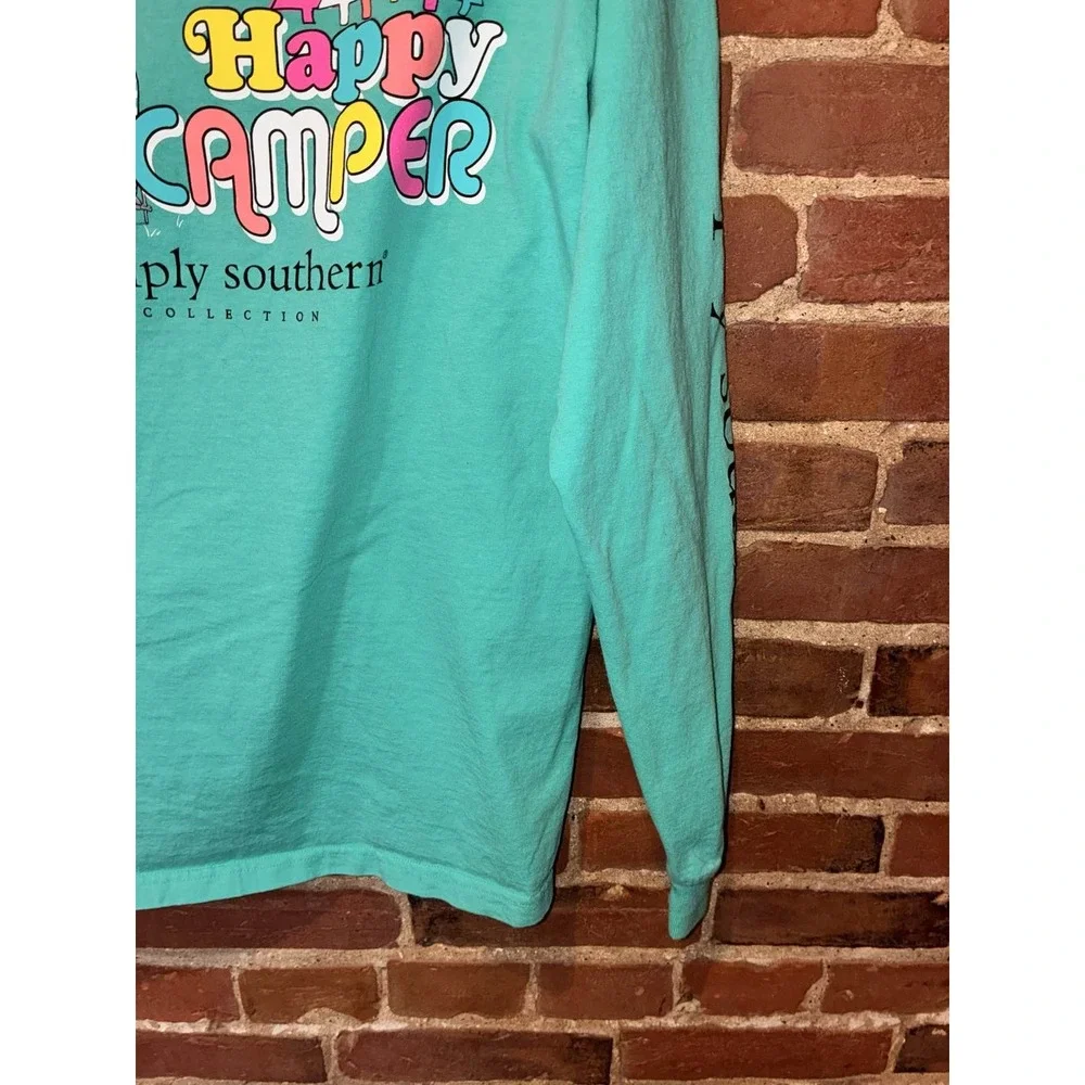 Simply Southern Teal Long Sleeve Graphic Tee‎ Turtle Logo